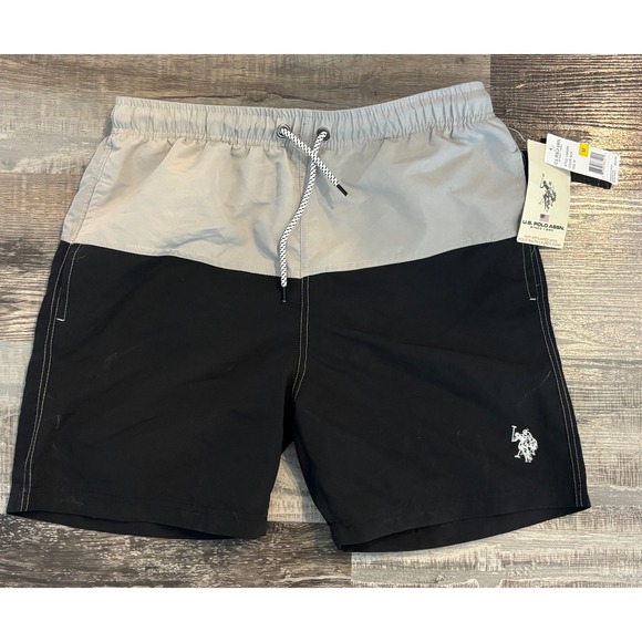 U.S. Polo Assn. Other - US Polo Assn Mens Swim Trunks Colorblock Board Shorts Black Grey 103432P6 M